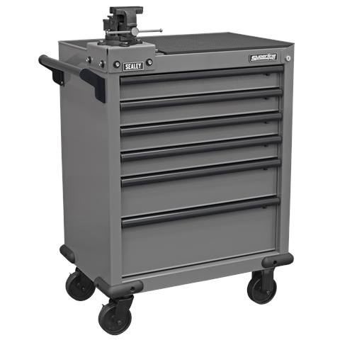 Superline PRO® Rollcab 6 Drawer with SG Swivel Base 100mm Vice