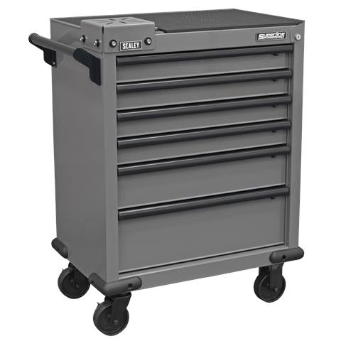 Superline PRO® Rollcab 6 Drawer with Vice Base - Grey/Black