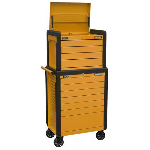 Superline PRO® Push-To-Open Topchest & Rollcab Combination 11 Drawer - Orange