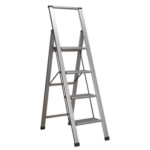 Aluminium Professional Folding Step Ladder 4-Step 150kg Capacity - EN 1483