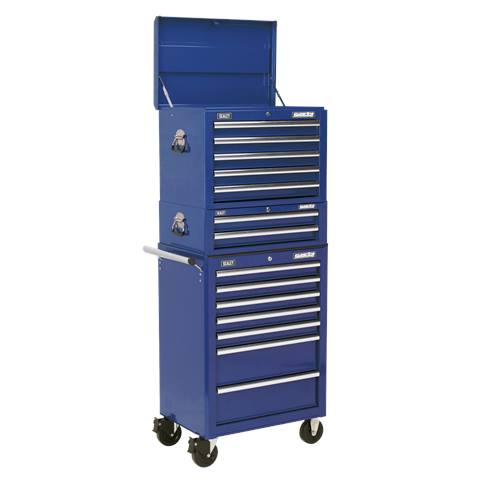 Superline PRO® Topchest, Mid-Box Tool Chest & Rollcab Combination 14 Drawer - Blue