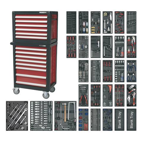 Premier™ Topchest & Rollcab Combination 14 Drawer with 1233pc Tool Kit