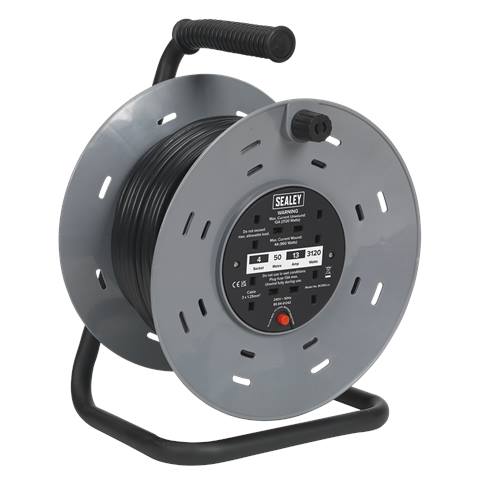 50m Cable Reel with Thermal Trip 4 x 230V