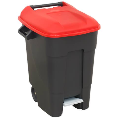Refuse/Wheelie Bin with Foot Pedal 100L - Red