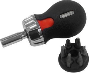 Stubby Ratcheting Screwdriver w/ bits storage