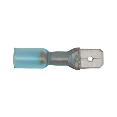 Heat Shrink Push-On Male Terminal 6.3mm, Blue - Pack of 25