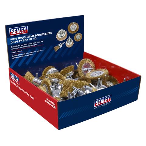 Crimped Wire Brushes Assorted Sizes - Display Box of 40