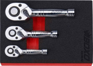 3 Pc Stubby Ratchet Set In EVA Foam
