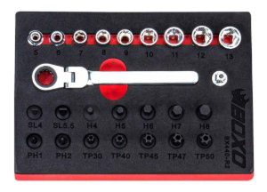 25 Pc 1/4" Dr. Low Profile Socket & Stubby Bit Socket Set