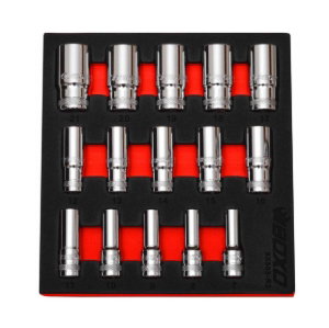 15 Pc 3/8" Semi Deep Socket Set 7-21mm