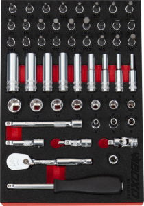 52pc 1/4" Socket & bit Set 4-13mm in EVA Foam (V2 Ratchet)
