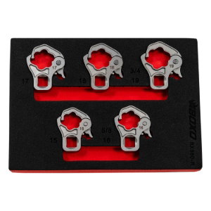 5 Pc 3/8 Dr Ratcheting Flare Nut Set 15,16,17,18,19mm In EVA