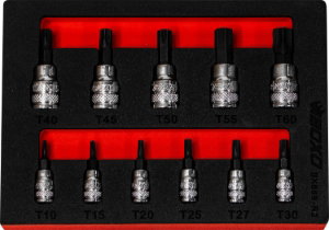 11pcs 1/4"+3/8"Dr. Torx Magnetic Bit Socket Set