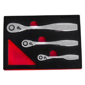 Boxo 3 Pc 120T Slim Head Ratchet Set Push Button Release