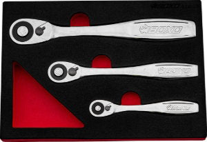 Boxo 3 Pc 72T Slim Head Ratchet Set Push Button Release