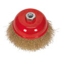 125mm Brassed Steel Crimped Wire Cup Brush M14 x 2mm
