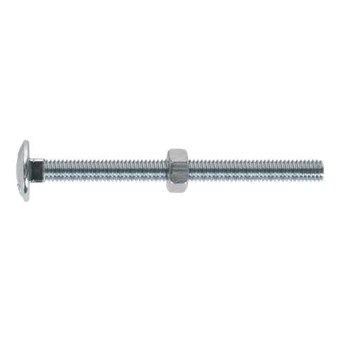 Zinc Plated Coach Bolt & Nut M6 x 75mm, DIN 603 - Pack of 100