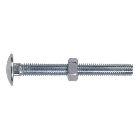 Zinc Plated Coach Bolt & Nut M8 x 75mm, DIN 603 - Pack of 50
