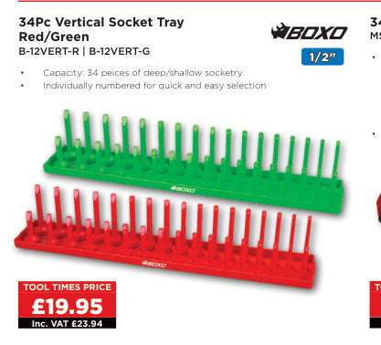 34Pc Vertical Socket Tray Green