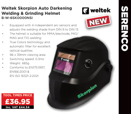 Weltek Skorpion Auto Darkening Welding and Grinding Helmet