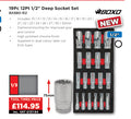 19Pc 1/2 12Pt Deep Socket Set