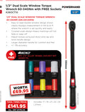 1/2 Torque Wrench 60–340Nm with FREE Alloy Wheel Sockets