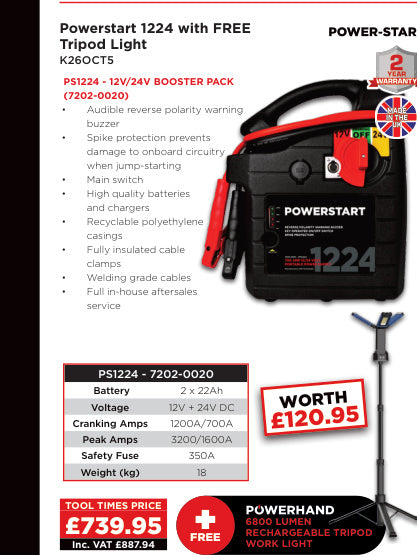 Powerstart 1224 with FREE Tripod Light