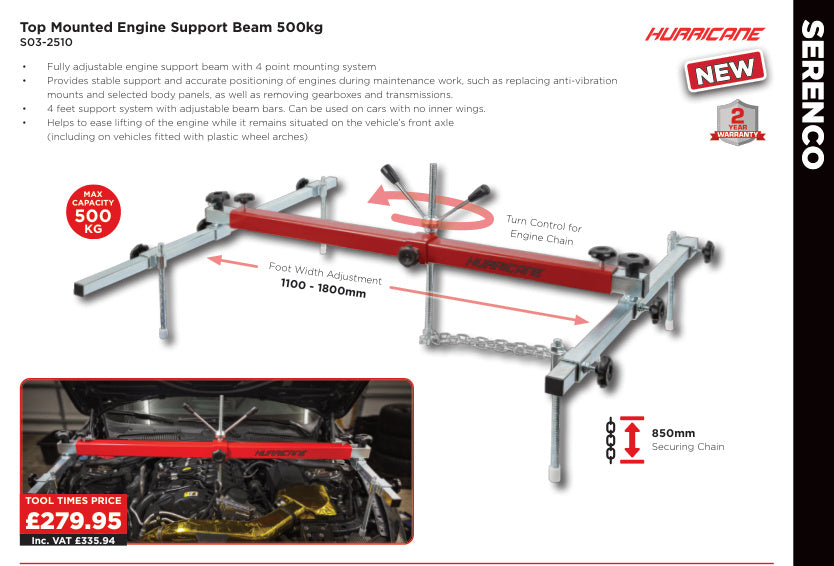 Top Mounted Engine Support Beam 500kg