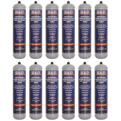 Disposable Carbon Dioxide Gas Cylinder 600g - Box of 12