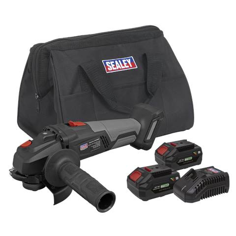 Premier SV20 Series 115mm Brushless Cordless Angle Grinder Kit 20V 4Ah - 2 Batteries