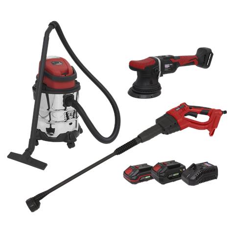 3 x SV20 Series Cordless Power Tool Car Valeting Kit 20V - 2 Batteries