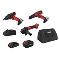 3 x SV20 Series Cordless Power Tool Kit 20V Euro Plug - 2 Batteries