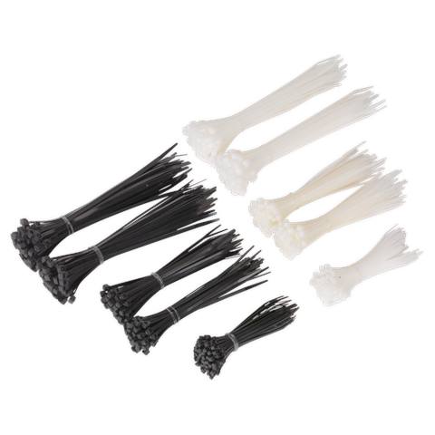 Cable Tie Assortment, Black/White - Pack of 600