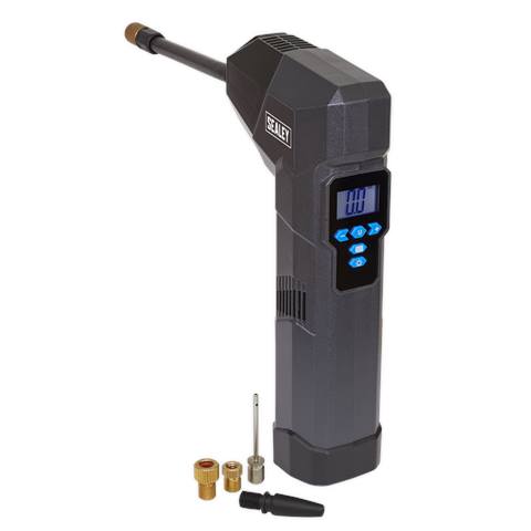 Compact Rechargeable Tyre Inflator & Power Bank with Worklight