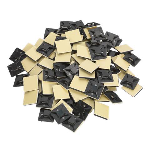 Self-Adhesive Cable Tie Mount 25 x 25mm, Black - Pack of 100