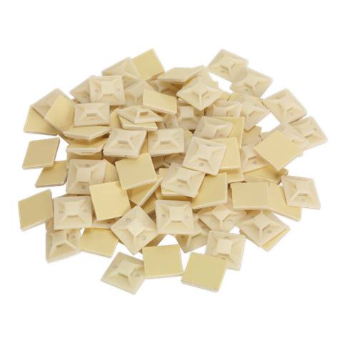 Self-Adhesive Cable Tie Mount 25 x 25mm, White - Pack of 100