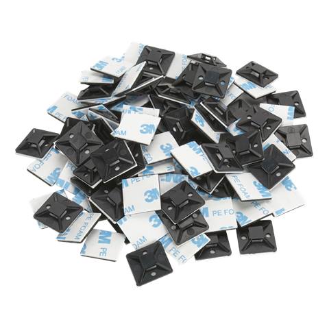 Sealey Self-Adhesive Cable Tie Mount 30 x 30mm, Black - Pack of 100 CTM3030B