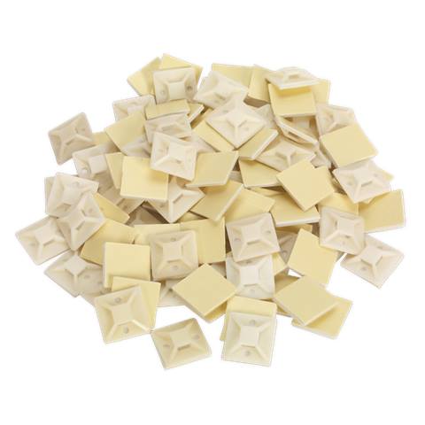 Self-Adhesive Cable Tie Mount 30 x 30mm, White - Pack of 100