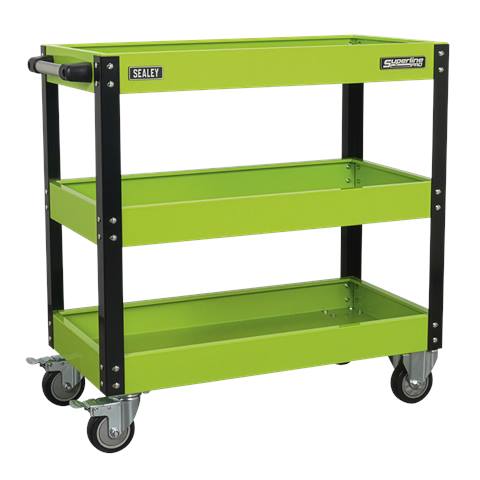 Superline PRO® Heavy-Duty Workshop Trolley 3-Level - Hi-Vis Green