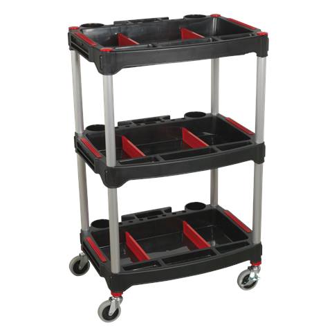 Composite Workshop Trolley with Parts Storage 3-Level