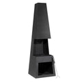 Dellonda Outdoor Chiminea Fireplace Fire Pit Heater Firewood Storage Black Steel