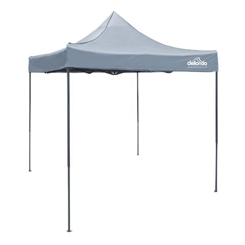 Dellonda Premium 2 x 2m Pop-Up Gazebo, Heavy Duty, PVC Coated, Water-Resistant Fabric, Supplied with Carry Bag, Rope, Stakes & Weight Bags - Grey Canopy