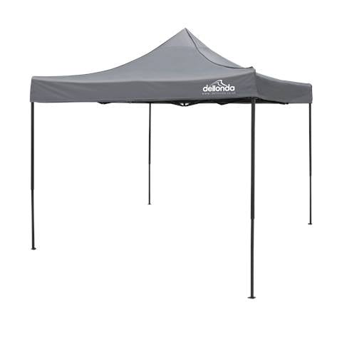 Dellonda Premium 3 x 3m Pop-Up Gazebo, PVC Coated, Water-Resistant Fabric, Supplied with Carry Bag, Rope, Stakes & Weight Bags - Grey Canopy