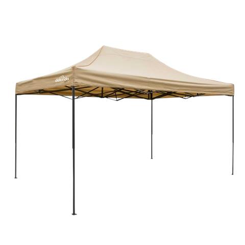 Dellonda Premium 3 x 4.5m Pop-Up Gazebo, Heavy Duty, PVC Coated, Water-Resistant Fabric, Supplied with Carry Bag, Rope, Stakes & Weight Bags - Beige Canopy