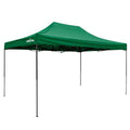 Dellonda Premium 3 x 4.5m Pop-Up Gazebo, Heavy Duty, PVC Coated, Water-Resistant Fabric, Supplied with Carry Bag, Rope, Stakes & Weight Bags - Dark Green Canopy