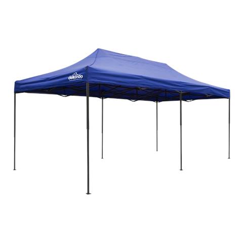 Dellonda Premium 3x6m Pop-Up Gazebo, Heavy Duty, PVC Coated, Water-Resistant Fabric, Supplied with Carry Bag, Rope, Stakes & Weight Bags - Blue Canopy