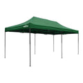 Dellonda Premium 3x6m Pop-Up Gazebo, Heavy Duty, PVC Coated, Water-Resistant Fabric, Supplied with Carry Bag, Rope, Stakes & Weight Bags - Dark Green Canopy