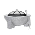Dellonda Round MgO Fire Pit with BBQ Grill & Safety Mesh Screen 75cm - Light Grey