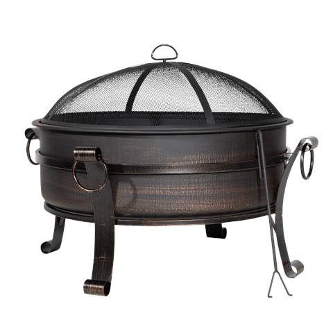 Dellonda 76cm Deluxe 2-in-1 Outdoor Fire Pit & Coffee Table Antique Bronze Effect