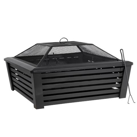 Dellonda 89cm Square Outdoor Fire Pit, Black